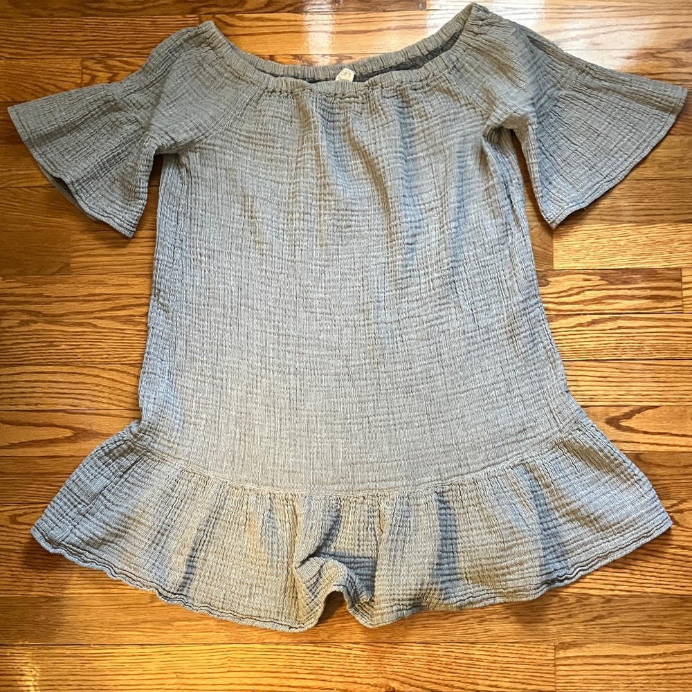 LOFT Gray Off-Shoulder Swim Coverup